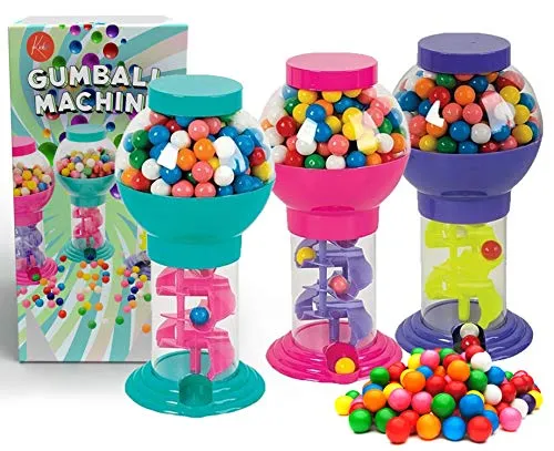 Kicko Twirling Gumball Machines - 3 Pack - 9.75 Inch - Galaxy Candy Dispenser - for Birthdays, Kiddie Parties, Christmas, Novelties, Kitchen Buffet, Party Favors and Supplies