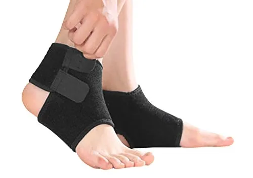 Kids Girls Boys Adjustable Compression Ankle Support Outdoor Sports Breathable Running Cycling Skating Dance Ankle Brace Protector Guard, 1 Pair, Black