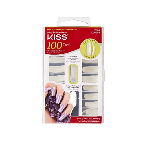KISS 100 Tips Curve Overlap Long Length Nails 100PS08 (1 PACK) (False Nails)