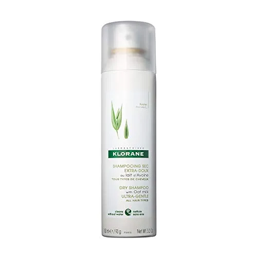 Klorane Dry Shampoo with Oat Milk, Ultra-Gentle, All Hair Types, No White Residue, Paraben & Sulfate-Free, 3.2 oz.