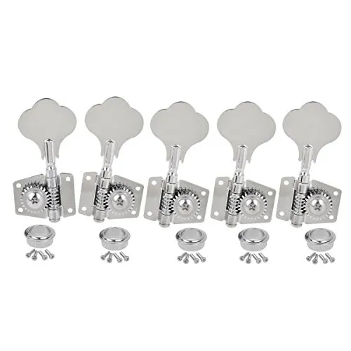Kmise Chrome 5 String Bass Tuning Pegs Machine Heads Bass Tuners 4R1L
