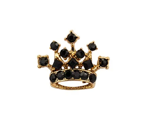 Knighthood Golden Crown with Black Stone Detailing Lapel Pin Brooch Shirt Stud for Men