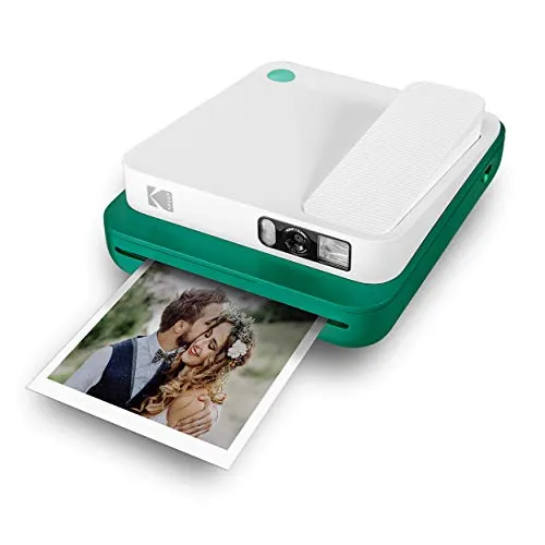 KODAK Smile Classic Digital Instant Camera for 3.5 x 4.25 Zink Photo Paper - Bluetooth, 16MP Pictures (Green) Sticker Frames Edition
