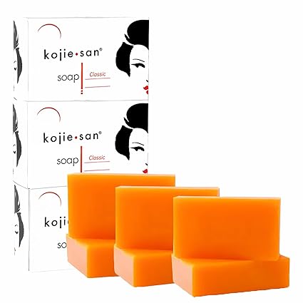 Kojie San Skin Brightening Soap - Original Kojic Acid Dark Spot Remover Soap, Paraben-Free Bar with Coconut & Tea Tree Oil for Face & Body, Gently Exfoliates for Smooth, Even Skin Tone 100g x 6 Bars