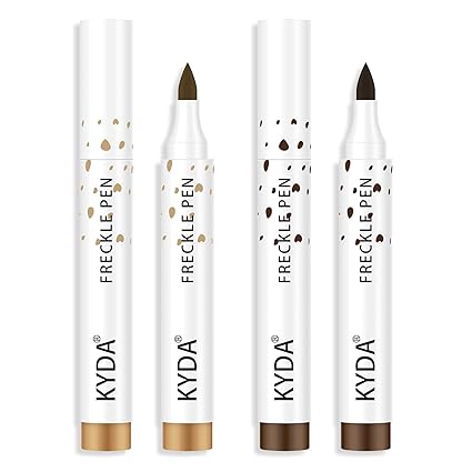 KYDA 2 Colors Freckle Pen,Natural Lifelike Freckle Makeup Pen Magic Freckle Color,Waterproof Longlasting Soft Dot Sopt Pen,for Natural Effortless Sunkissed Makeup-Dark Brown&Light Brown