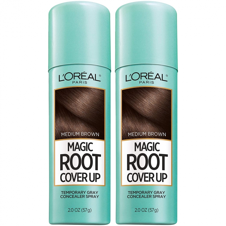 L'Oreal Paris Magic Root Cover Up Gray Concealer Spray Medium Brown 4 oz (2 pack)