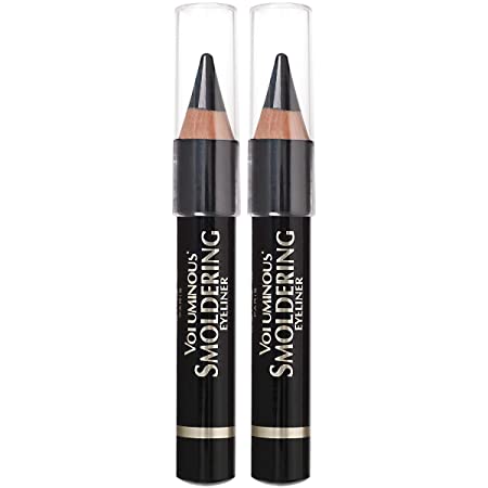 L'Oreal Paris Makeup Eyeliner Voluminous Smoldering Eye Pencil with Custom Sharpener, Kajal Inspired and Richly Intense, Black, 2 Count