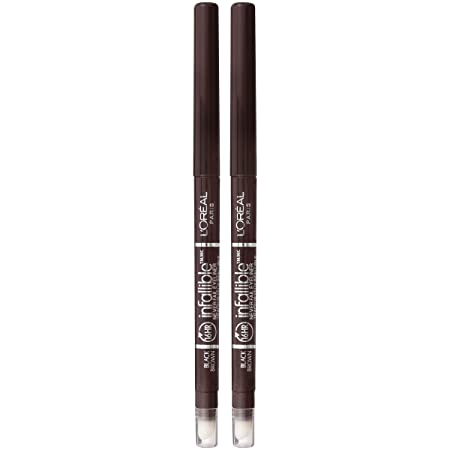 L'Oreal Paris Makeup Infallible Never Fail Original Mechanical Pencil Eyeliner with Built in Sharpener, Black Brown, 2 Count