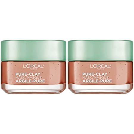 L'Oreal Paris Skincare Pure Clay Face Mask with Red Algae for Clogged Pores to Exfoliate And Refine Pores, Clay Mask, at home face mask, 1.7 oz. (Pack of 2)