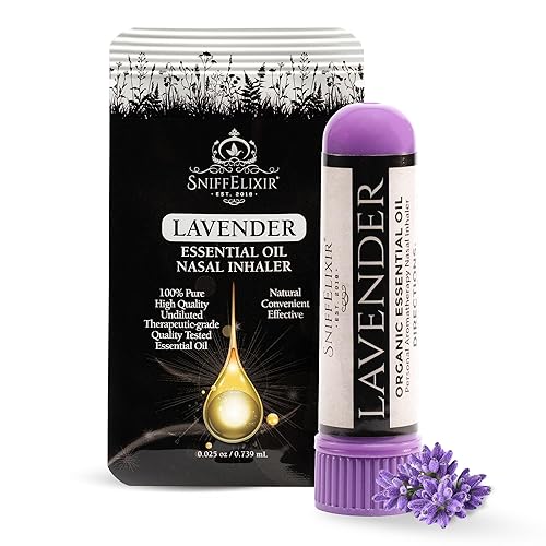 Lavender Essential Oil Aromatherapy Nasal Inhaler - Personal Diffuser Sniffer Stick - Pure Organic Undiluted Oil for Calming, Relaxation, Nausea Relief, Sleep Aid - All Natural - Kid & Pregnancy Safe