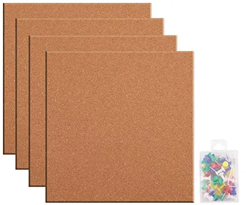 Lawei 4 Pack Cork Tile Board - 12 x 12 Inch Bulletin Board 1/2