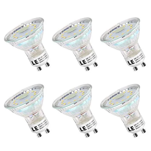 LE GU10 LED Light Bulbs, 50W Halogen Equivalent, Non Dimmable, 2700K Soft Warm White, LED Bulb Replacement for Recessed Track Lighting, 3W 350lm 120ï¿½ Flood Beam Angle, Pack of 6