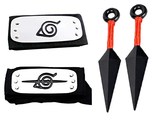 Leaf Village Headband and Anti Leaf Village Headband 2 Pack Perfect for Ninja-Themed Costume,Cosplay Black