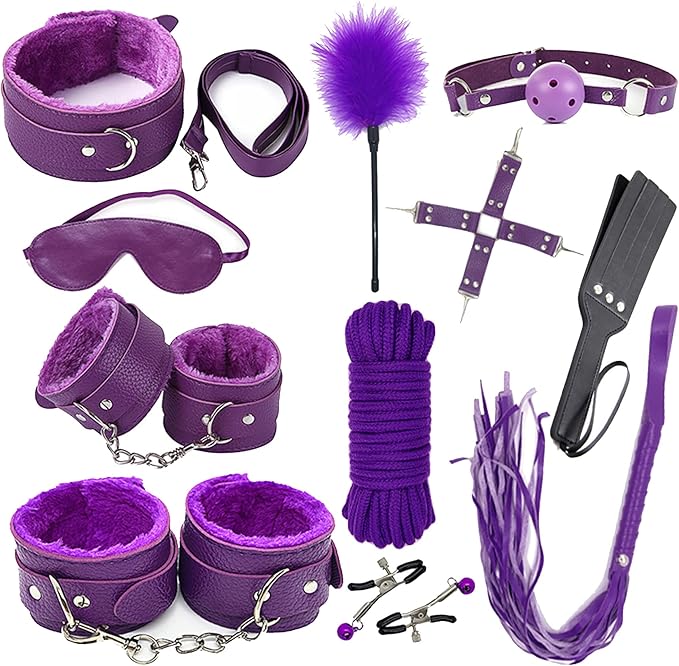 Leather Bondageromance-Restraint-Kit-For-Sex Ties-Restraints For Bed Restraints Sex Play Bandage Kits Sex For Couples, Bed Straps Sex Whips, Sex Rope