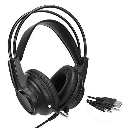 Leftwei Volume Control 3.5mm Interface PC Gaming Headset, Flexible Headset, for PC V9000 Tablets
