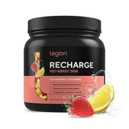 Legion Recharge Post Workout Supplement - All Natural Muscle Builder & Recovery Drink With Micronized Creatine Monohydrate. Naturally Sweetened & Flavored, Safe & Healthy. Strawberry Lemonade, 60 Serv