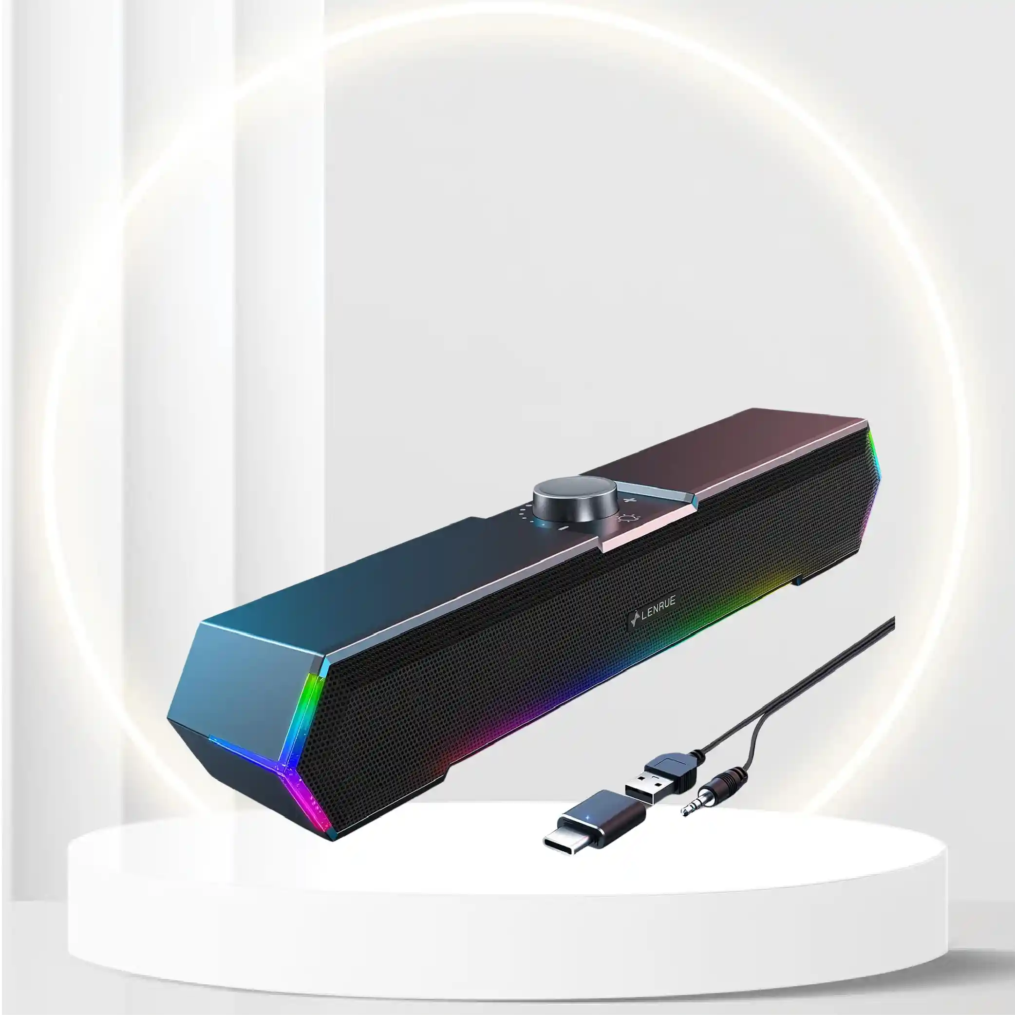 LENRUE G11 Computer Speakers for Desktop, Touch Lights PC Speakers with Surge Clear Sound, USB C/USB Powered for Computer Desktop PC Laptop Monitor