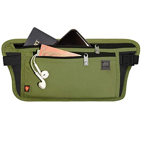 Lewis N. Clark RFID Blocking Money Belt Travel Pouch + Credit Card, Id, Passport Holder, Olive, One Size