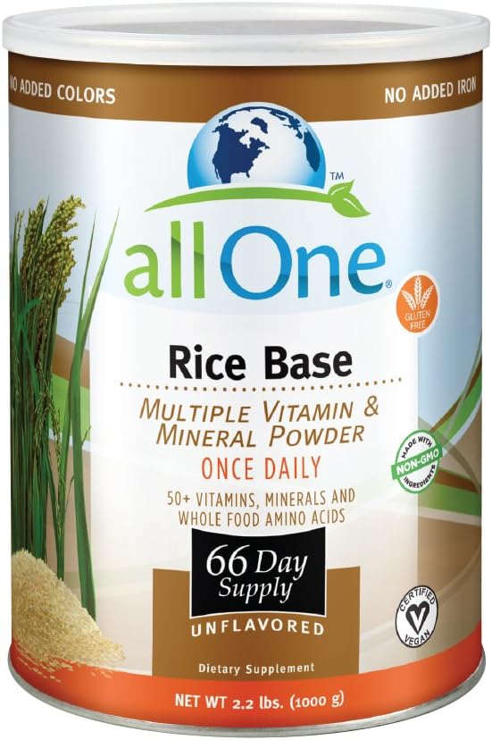 Lifetime allOne Rice Base Multiple Vitamin & Mineral Powder, Once Daily Multivitamin, Mineral & Whole Food Amino Acid Supplement, 7g of Rice Protein, 66 Servings, 2.2 lbs (66 Servings)