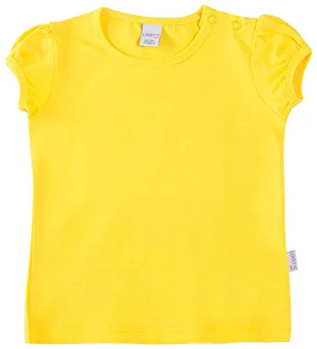 Lilax Baby Girls' Basic Short Puff Sleeve Round Neck T-Shirt 9-12M Yellow