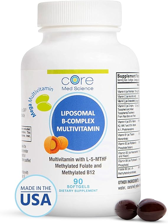 Liposomal Active Methylated B-Complex, Minerals, Antioxidants - Complete Multivitamin with Bioavailable Methylated Folate and B-12 - Non-GMO, Gluten and Soy-Free - Made in USA, 90 Softgels