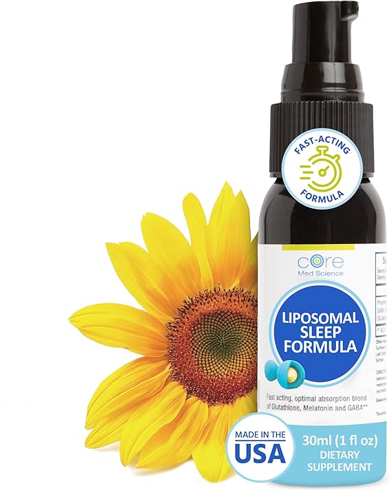Liposomal Oral Sleep Spray Formula by Core Med Science, 1 Fl Oz - Melatonin Spray for Sleep & Relaxation - Glutathione, Melatonin, & GABA Sleep Aid Spray for Adults - Supports Restful & Quality Sleep