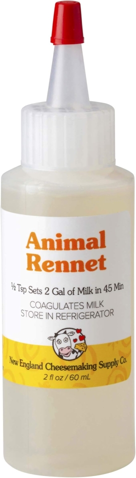 Liquid Animal Rennet  Single Strength Calf Rennet for Home Cheese Making NON-GMO, Gluten-Free, Easy to Measure & Use (2 oz)