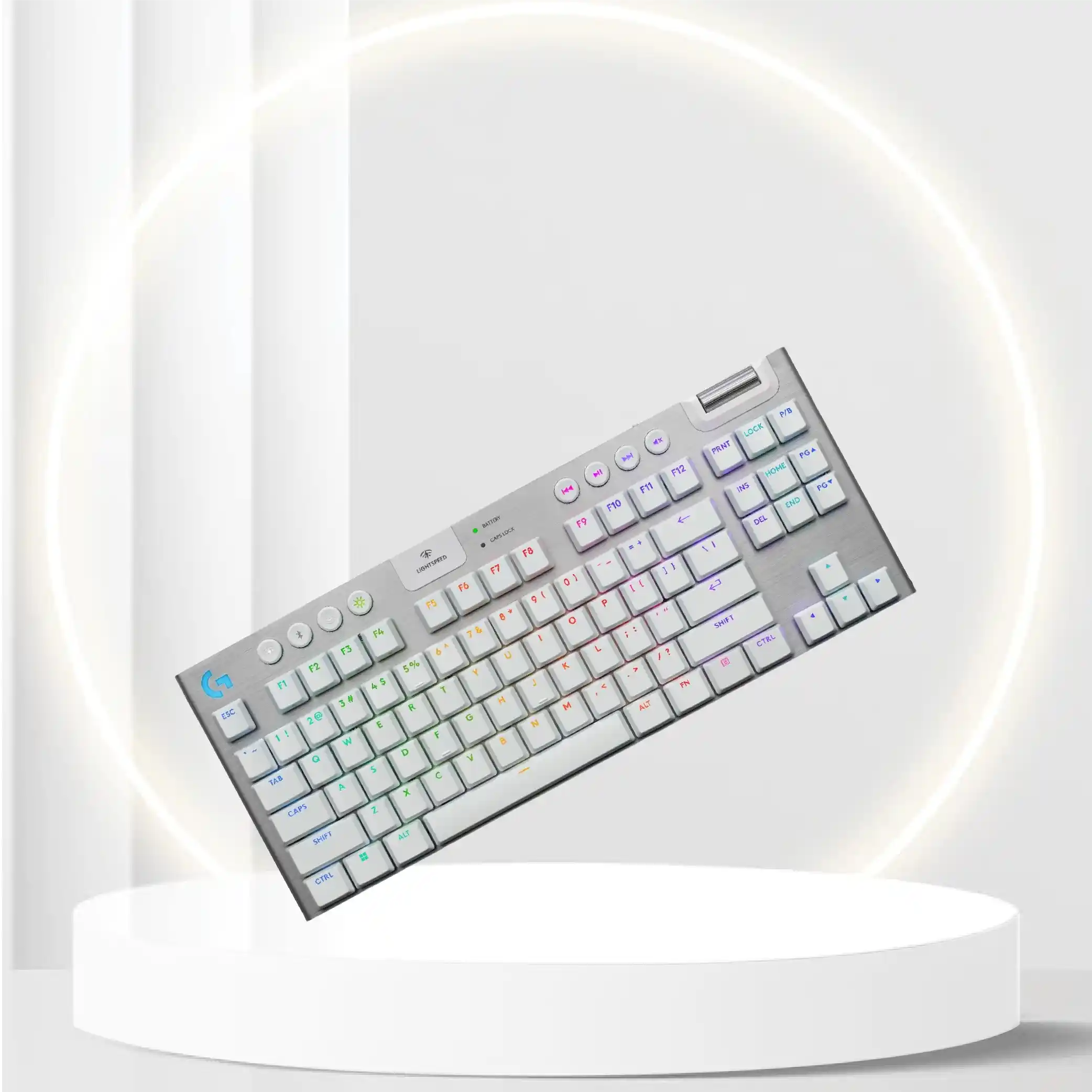 Logitech G915 X Lightspeed TKL Low-Profile Wireless Gaming Keyboard, Double-Shot PBT Keycaps, Fully Programmable Keys, RGB Backlighting, Sleek Aluminum Finishing, GL Brown Tactile - PC/Mac - White