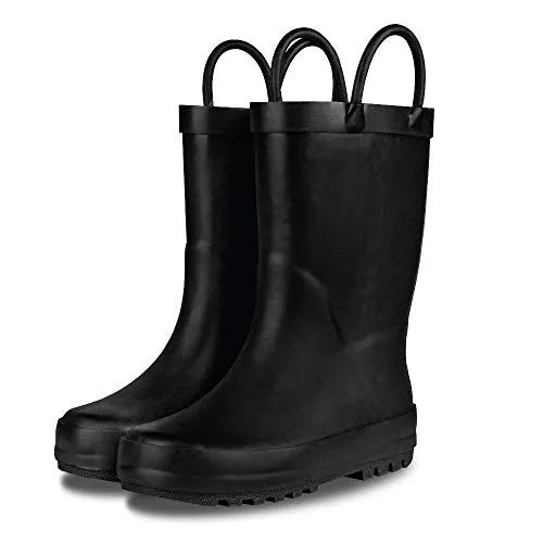 LONECONE Elementary Collection - Premium Natural Rubber Rain Boots with Matte Finish for Toddlers and Kids, Chalkboard Black, 5 Toddler