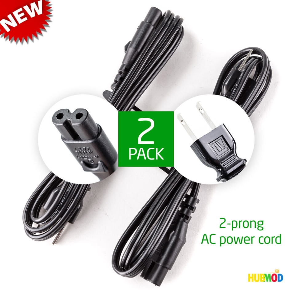 Lot of 2 Longwell 7A 125V 2-Prong Power Cable Cord 3.5FT LS-7J LS-7C UL NEW