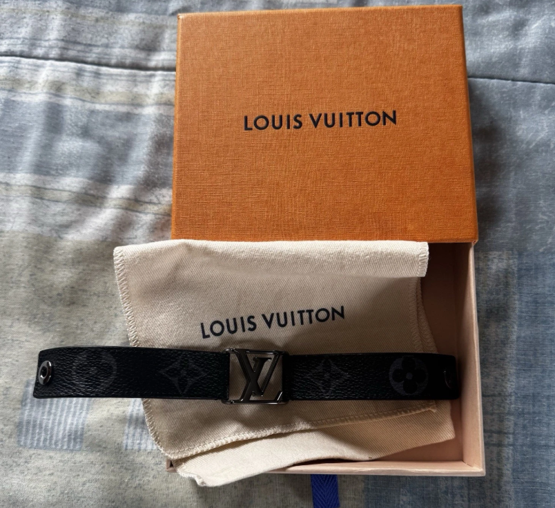 Louis Vuitton LV Black Eclipse 100% Authentic Leather Bracelet