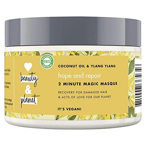Love Beauty And Planet Coconut Oil and Ylang Ylang Vegan Conditioning Mask, Replenishing and Nourishing Hair Care for Men and Women, Professional Deep Cleansing for Damaged Hair (300 ml)