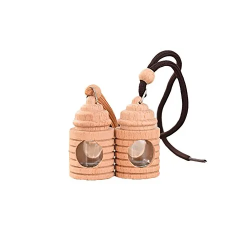 Lovely Car Air Freshener Perfume Empty Wood Glass Bottle Hanging Decoration - Random Color ruiycltd
