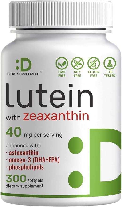Lutein and Zeaxanthin Supplements, 40mg Per Serving, 300 Softgels