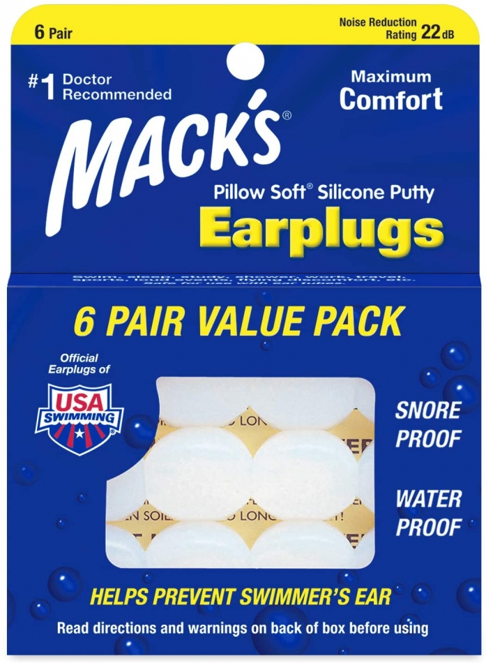 Mack's Pillow Soft Silicone Earplugs - 6 Pair, Value Pack  The Original Moldable Silicone Putty Ear Plugs for Sleeping, Snoring, Swimming, Travel, Concerts and Studying