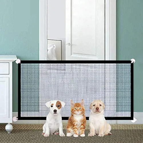 Magic Pet Gates for Dogs,Portable Mesh Dog Gate Mesh Baby Gate, Gates for Kids or Pets,Baby Gate,Safety Baby Fence Dog Gates for Doorways,Baby Gates for Stairs Doorways (L-43.3ï¿½ X 28.3ï¿½)