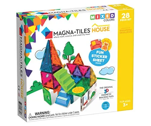 Magna Tiles House Set, The Original, Award-Winning Magnetic Building, Creativity & Educational, Stem Approved, Solid & Clear Colors, Model Number: 18332