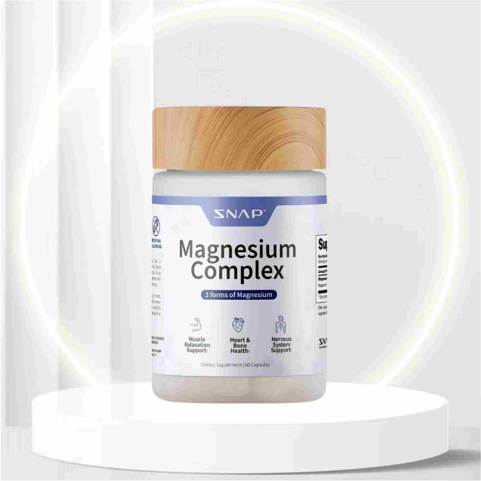 Magnesium Complex Supplement - Magnesium Oxide & Magnesium Glycinate Capsules, Anti Inflammatory Supplement, Muscle Relaxer, Bone Strength, Support Nervous System, Natural Ingredients (60 Capsules)