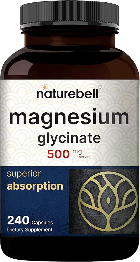 Magnesium Glycinate Capsules 500mg | 240 Count, 100% Chelated & Purified, 3rd Party Tested, Non-GMO & Gluten Free