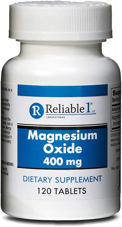 Magnesium Oxide 400mg Tablets by Reliable-1 Laboratories | Magnesium Supplement for Women and Men | Bone Strength and Heart Health Supplements | 120 Count Bottle