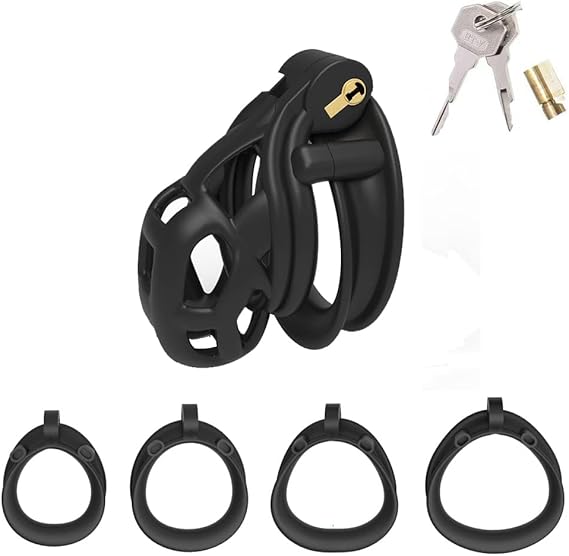 Male Chastity Device, with 4 Sizes Upgraded Ergonomic Comfortable Double Curved Arc Shape Rings for Penis Exercise, Bondage Restraint Kit for Sex Play, Sex Toy for Couples (Nano)