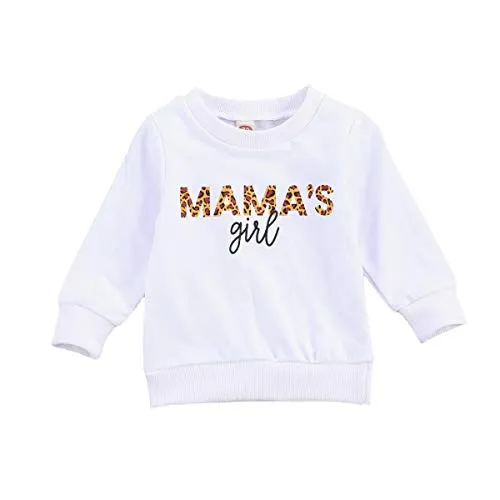 Mamas Girl Sweatshirt Toddler Baby Girl Pullover Sweatshirt Long Sleeve Shirts Tops Spring Fall Outfit Casual Clothes (A-Mama's Girl White,4-5T)