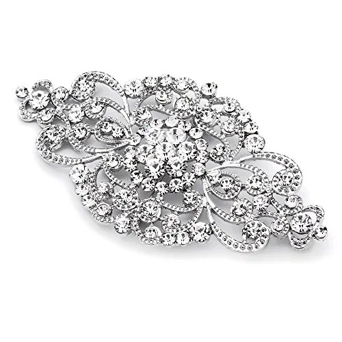 Mariell Vintage Bridal Crystal Brooch Pin - 4