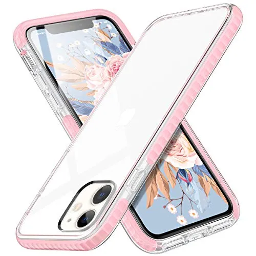 MATEPROX Compatible with iPhone 11 Case Clear Thin Slim Crystal Transparent Cover Shockproof Bumper Case for iPhone 11 6.1(Pink)