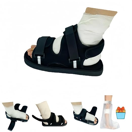 Medical open-toe plaster shoe, postoperative recovery shoes, plaster shoe covers medical boots suitable for foot sprains, ankle fractures, toes, suitable for left and right feet(M)