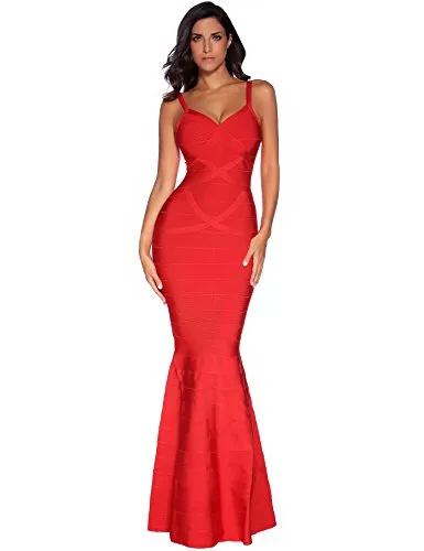 meilun Womens Sleeveless Maxi Bandage Dress Strap Swing Dress Small Red