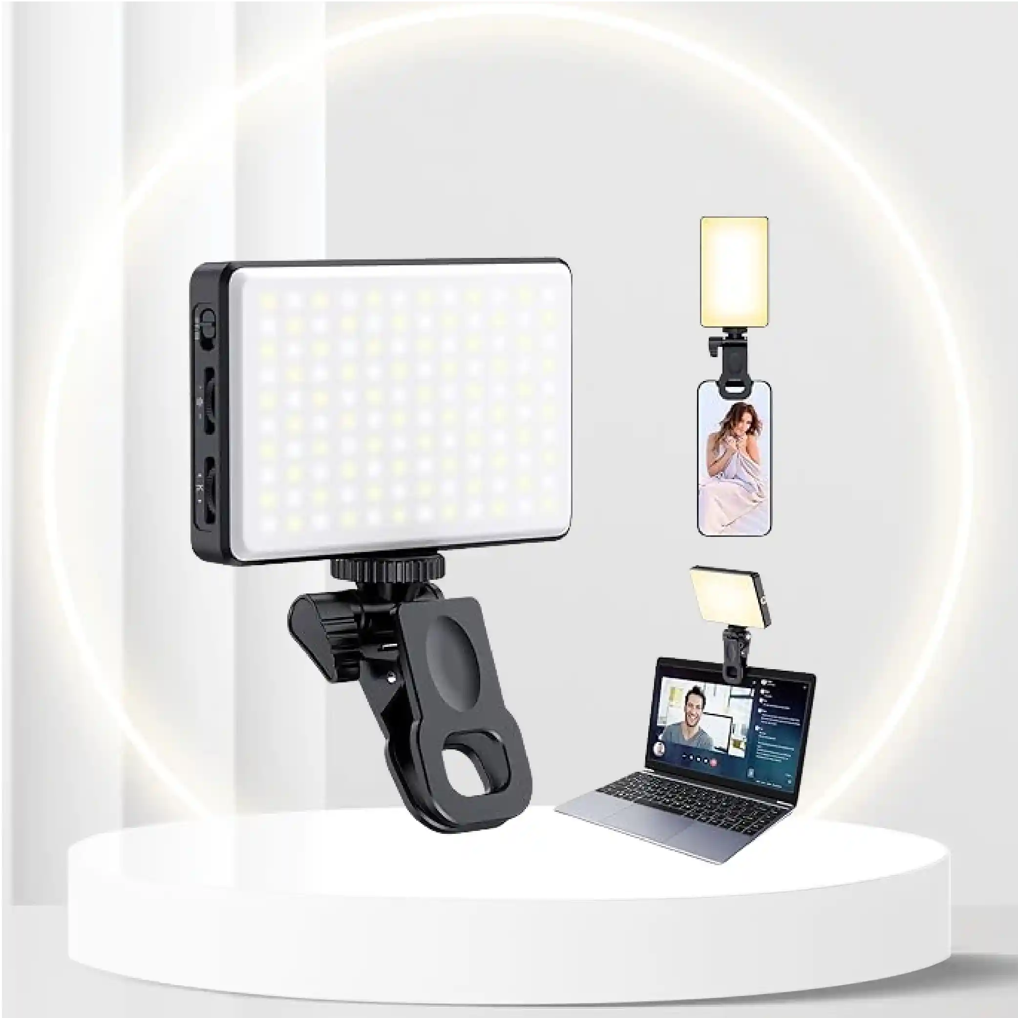 Meixitoy 120 LED Phone Light, Selfie Light, 5000Mah Rechargeable Clip Video Light, Adjusted 3 Light Modes, for Phone, Camera, Laptop, iPad, Light for Phone for Selfie, Video Conference, TikTok, Vlog