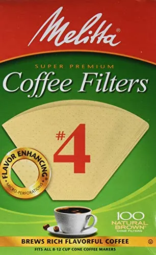 Melitta Brown, 4 Coffee Filters, Natural, 100 Count (Pack of 2)