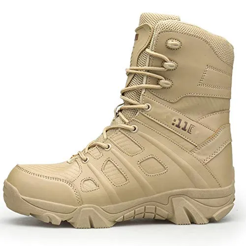 Men's breathable military boots tactical boots high-top combat boots, Outdoor non-slip wear-resistant hiking boots, Lightweight lace-up boots, desert boots, Comfortable and soft motorcycle boots