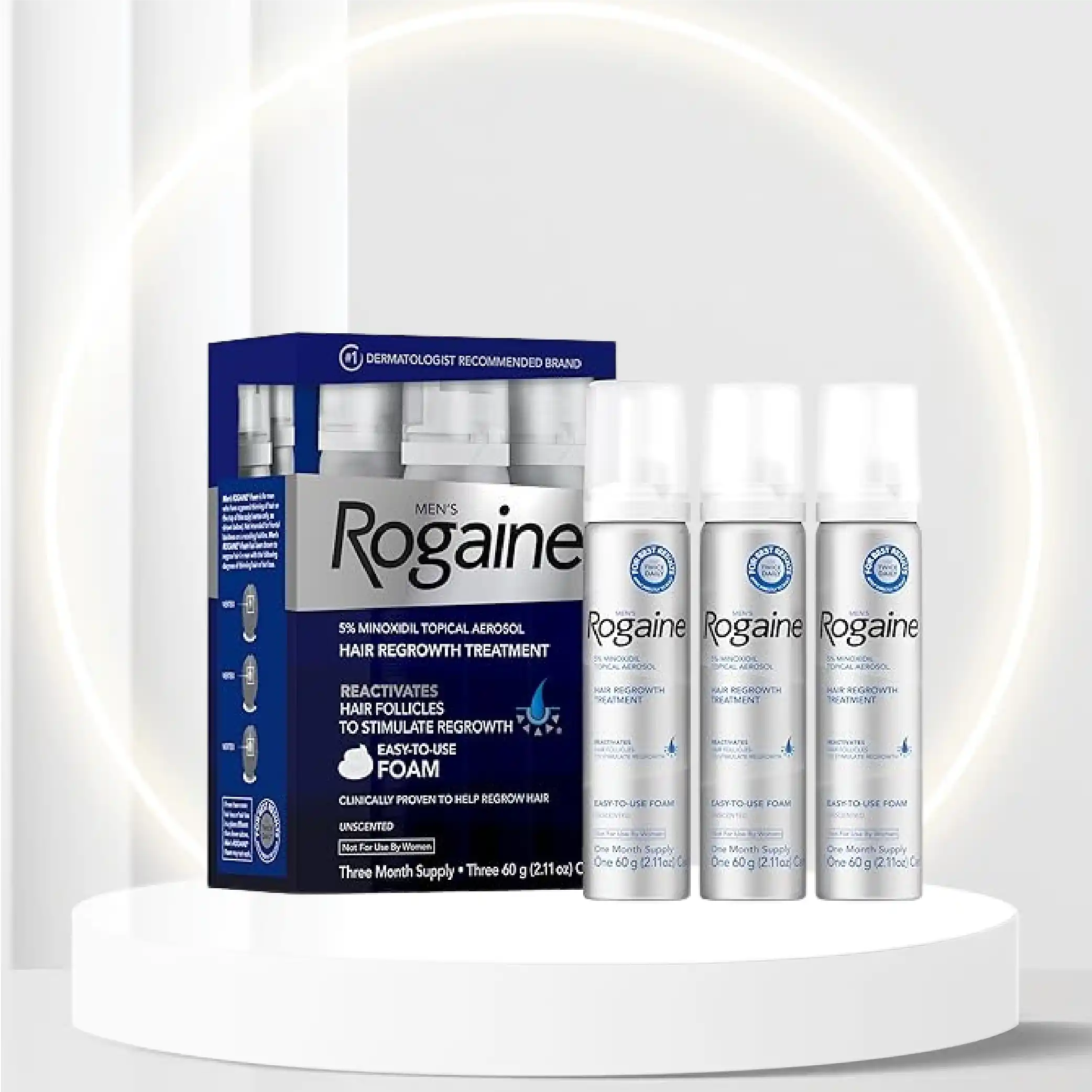 Men's Rogaine 5% Minoxidil Foam for Hair Loss and Hair Regrowth, Topical Treatment for Thinning Hair, 3-Month Supply,2.11 Ounce (Pack of 3)